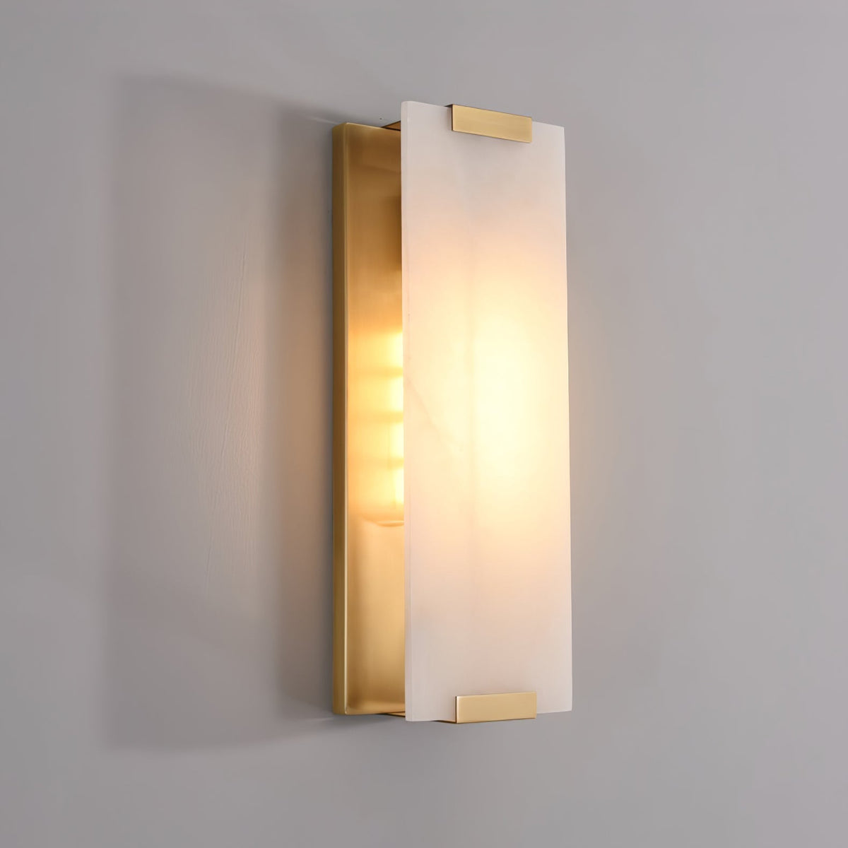 Alabaster Halo Panel Wall Light With Brushed Brass Finish