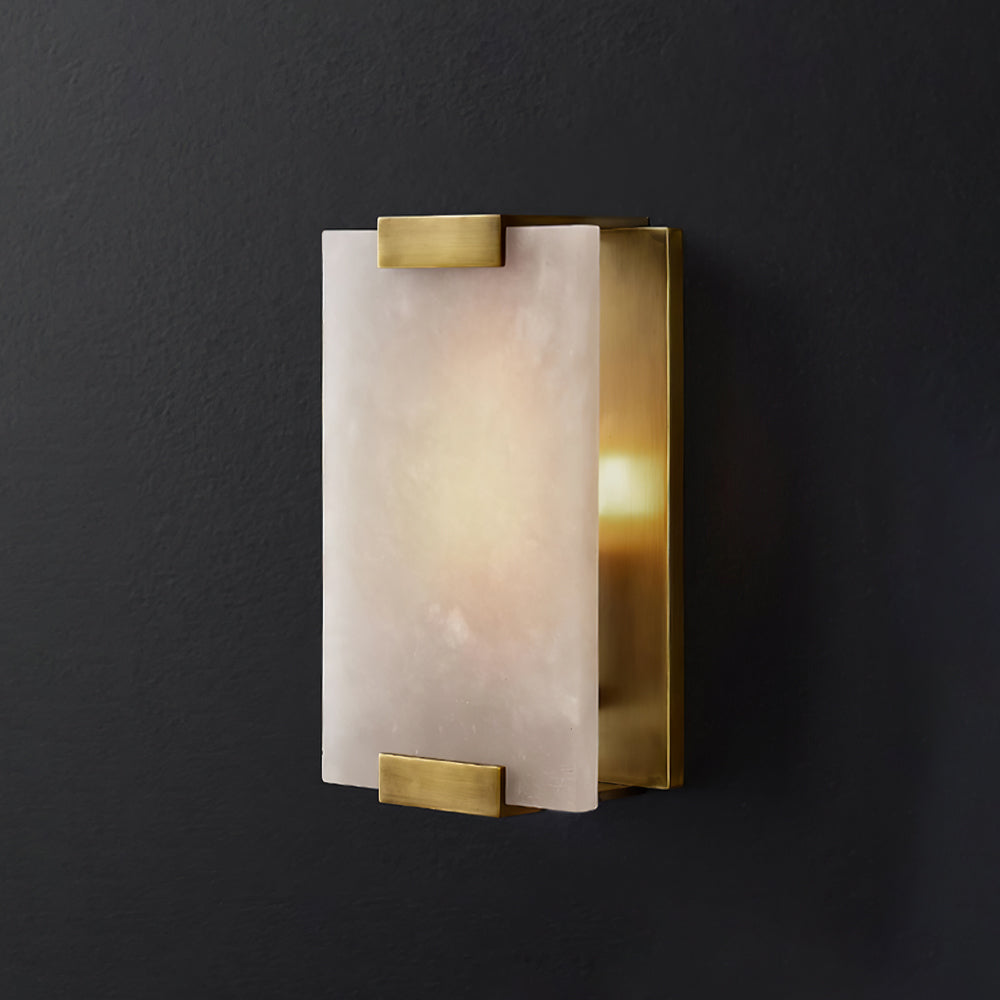 Alabaster Halo Panel Wall Light With Brushed Brass Finish