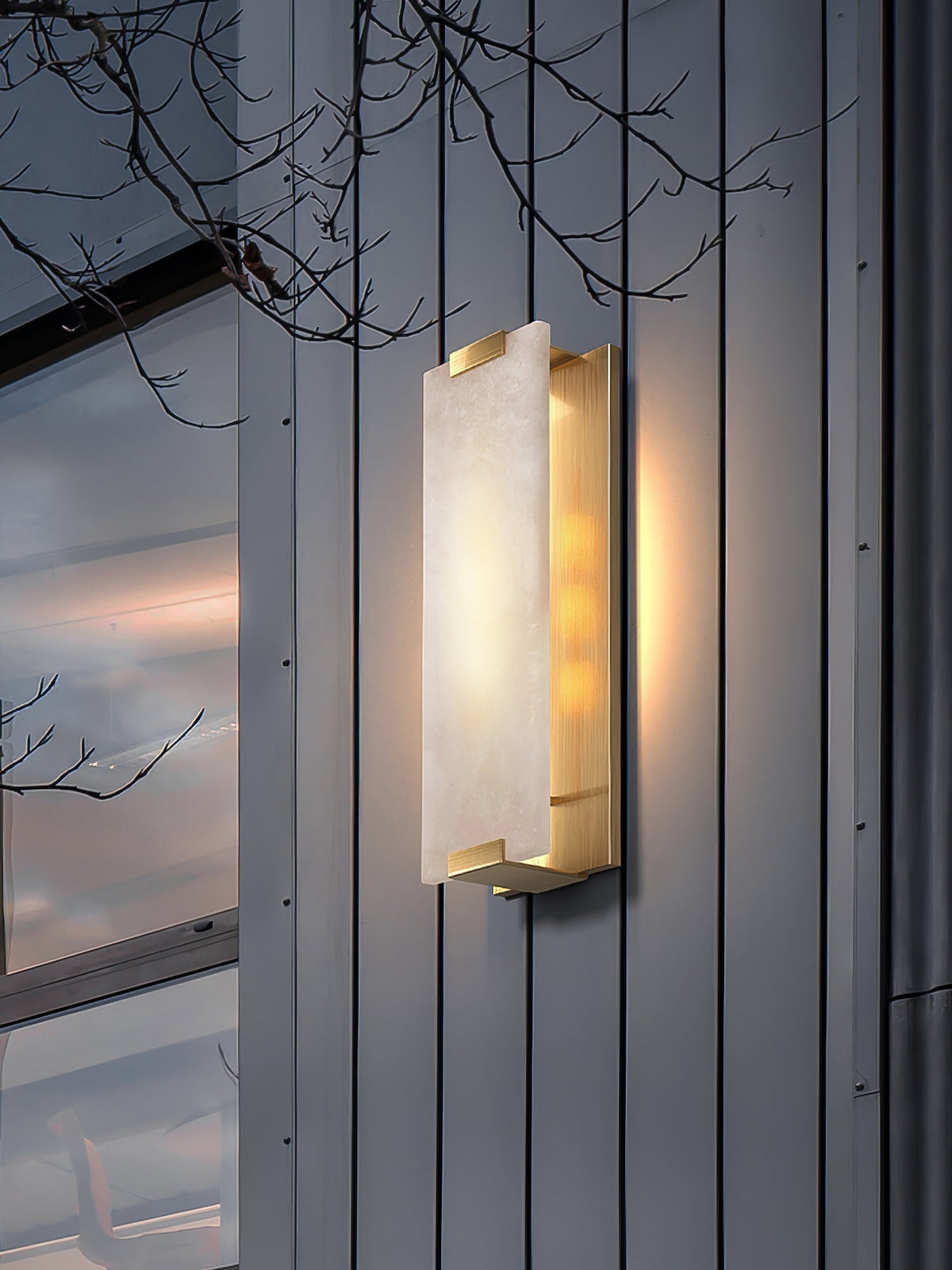Alabaster Halo Panel Wall Light With Brushed Brass Finish