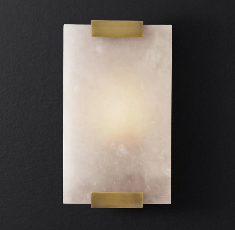 Alabaster Halo Panel Wall Light With Brushed Brass Finish