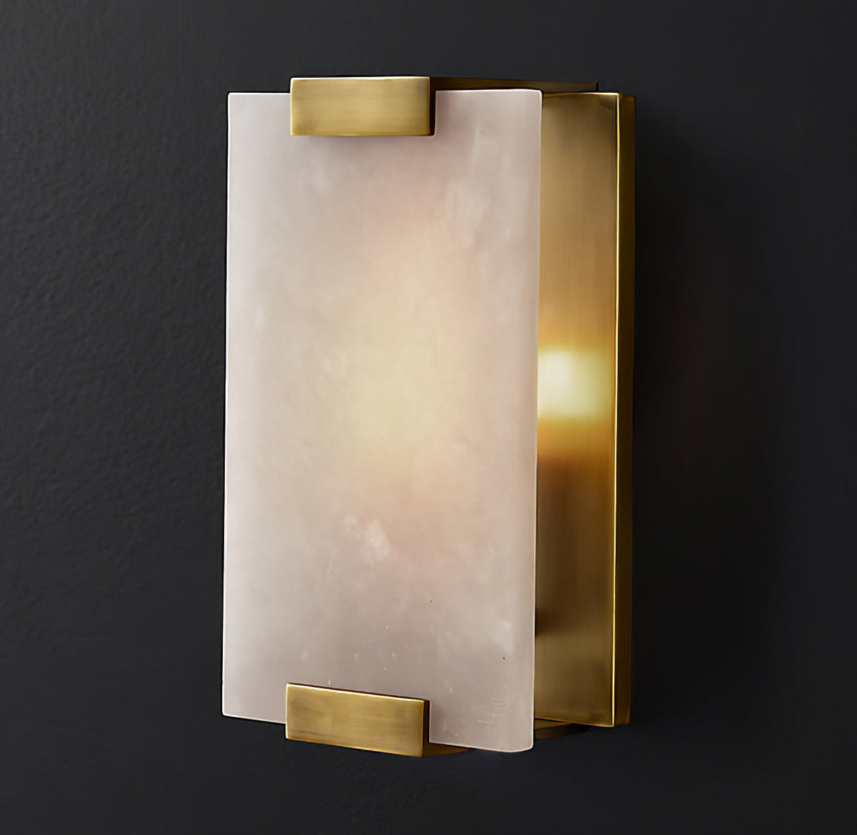 Alabaster Halo Panel Wall Light With Brushed Brass Finish