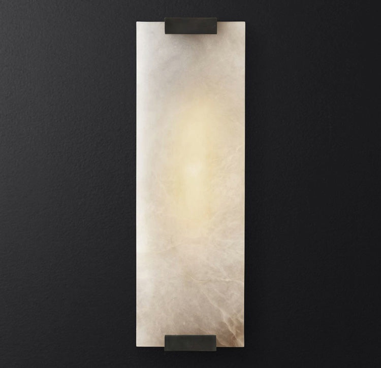 Alabaster Halo Panel Wall Light With Brushed Brass Finish