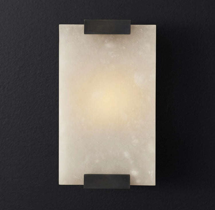 Alabaster Halo Panel Wall Light With Brushed Brass Finish