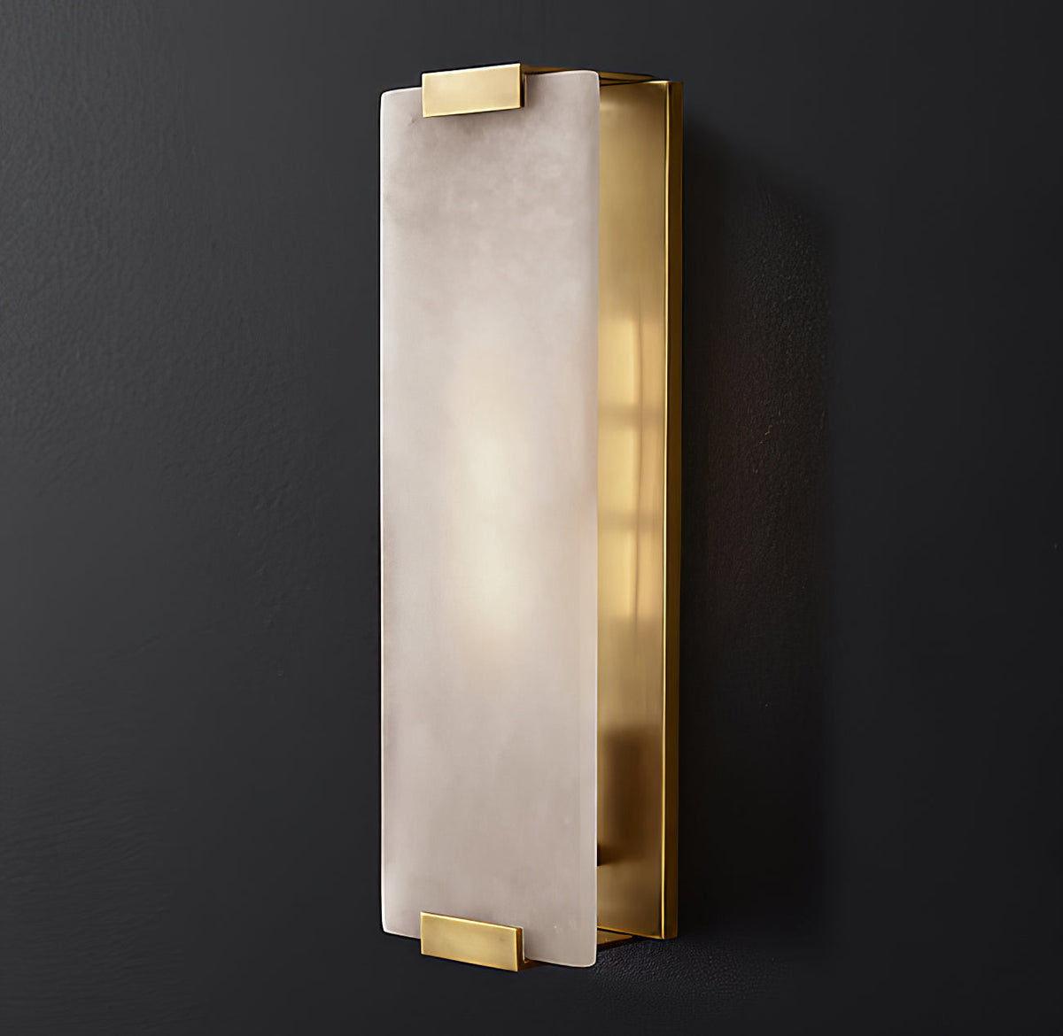 Alabaster Halo Panel Wall Light With Brushed Brass Finish