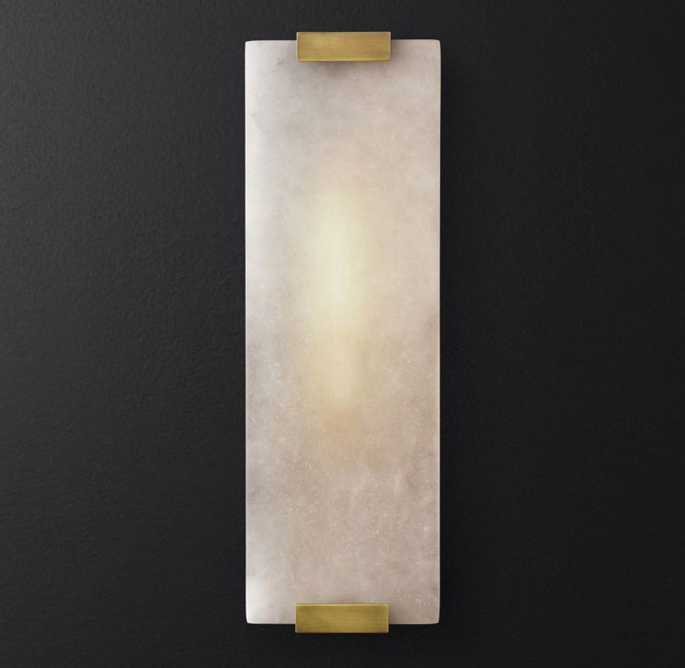 Alabaster Halo Panel Wall Light With Brushed Brass Finish