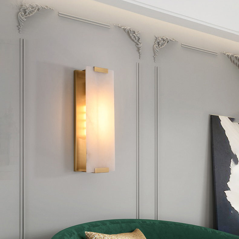 Alabaster Halo Panel Wall Light With Brushed Brass Finish