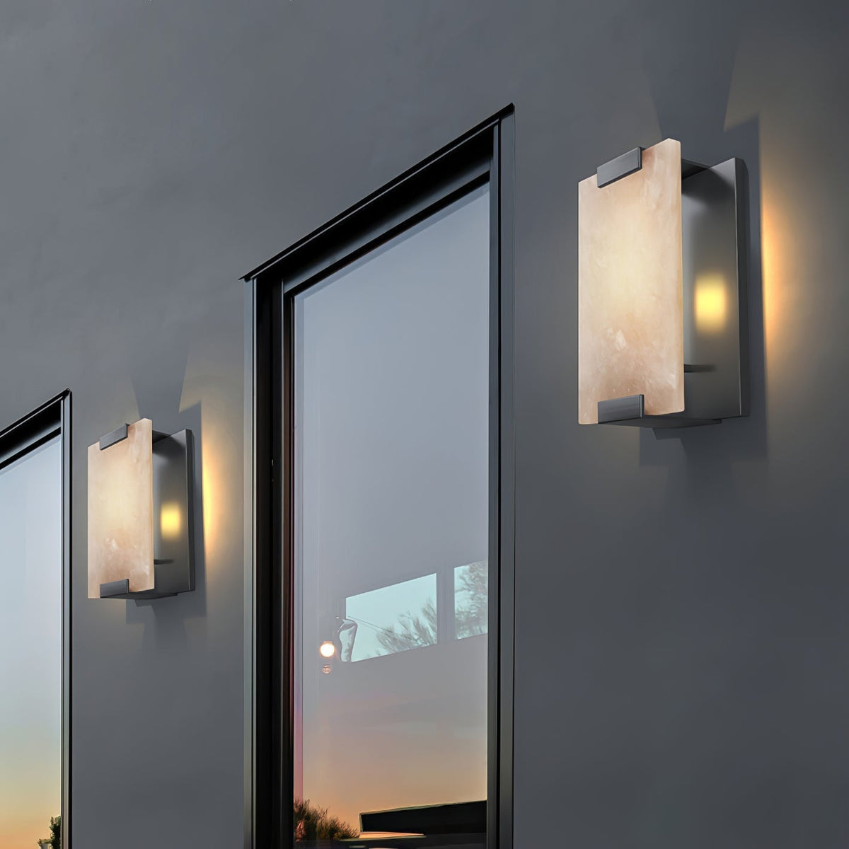 Alabaster Halo Panel Wall Light With Brushed Brass Finish