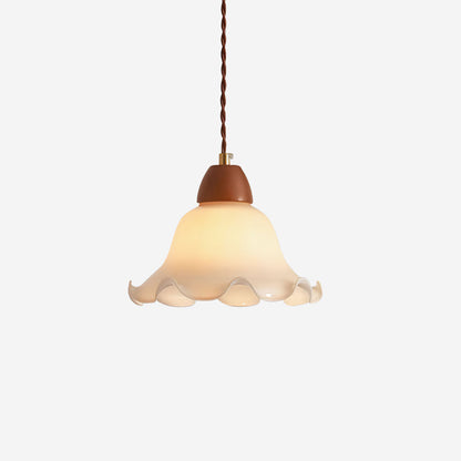 Soft Glow Glass And Walnut Wood Pendant Lamp