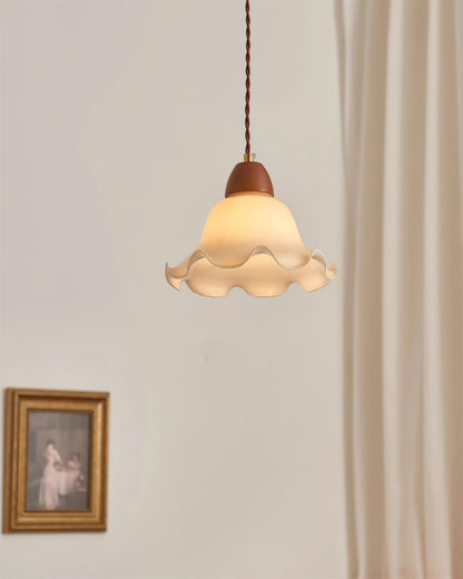 Soft Glow Glass And Walnut Wood Pendant Lamp