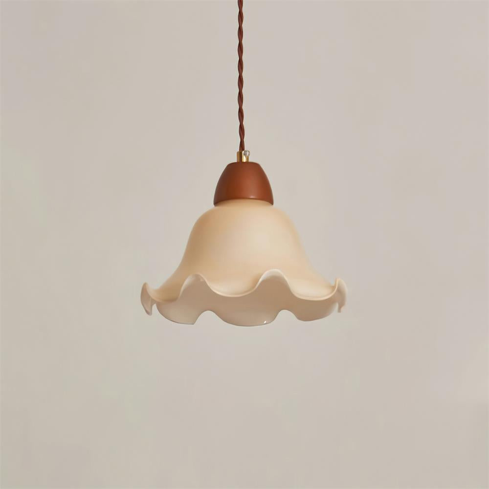 Soft Glow Glass And Walnut Wood Pendant Lamp