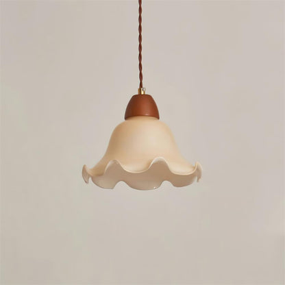 Soft Glow Glass And Walnut Wood Pendant Lamp