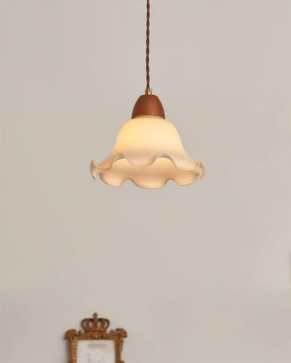 Soft Glow Glass And Walnut Wood Pendant Lamp