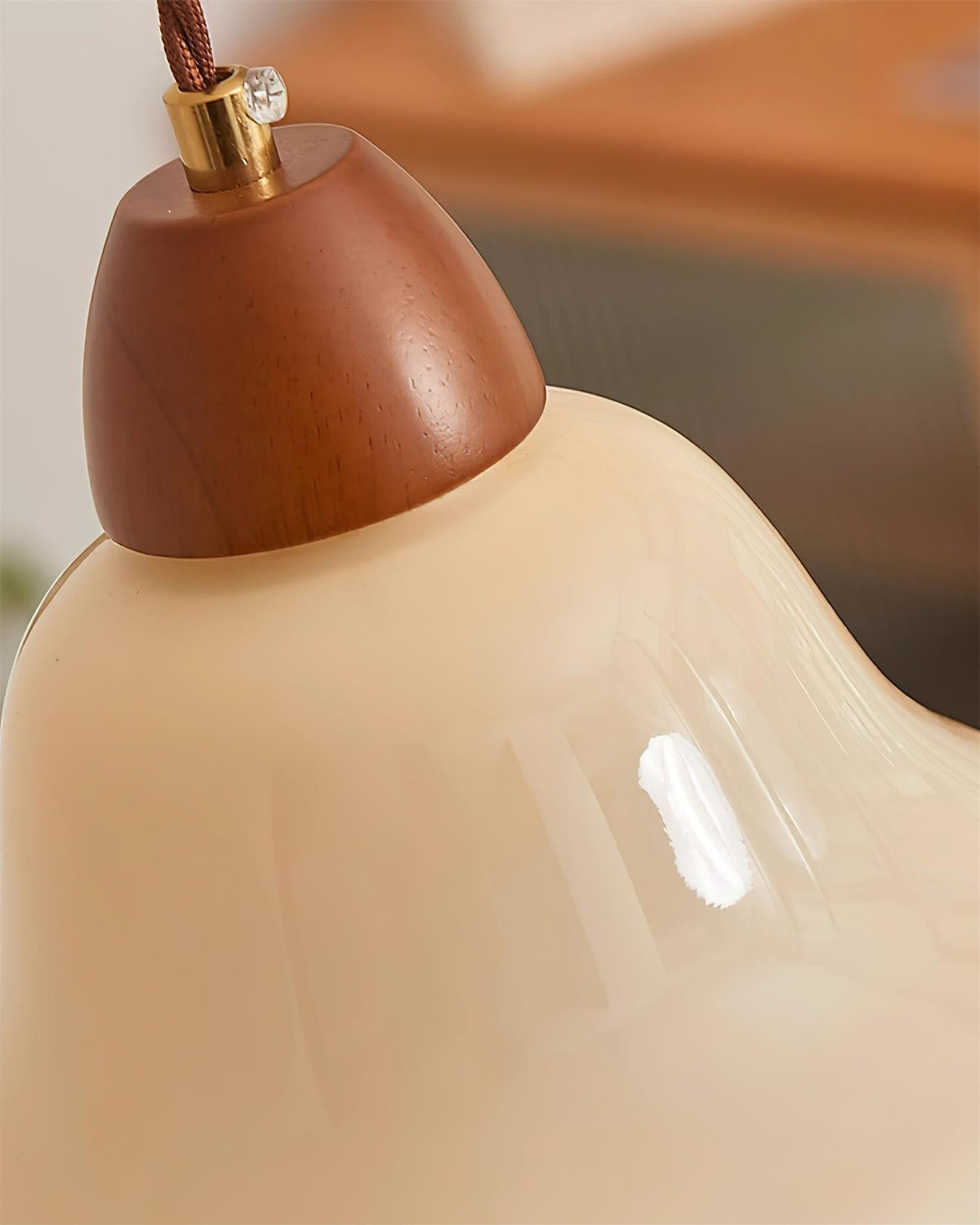 Soft Glow Glass And Walnut Wood Pendant Lamp