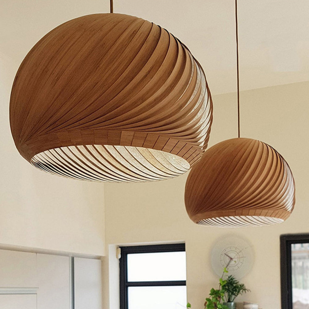 Brown Wood Finish Durable Farmhouse Metal Pendant Light