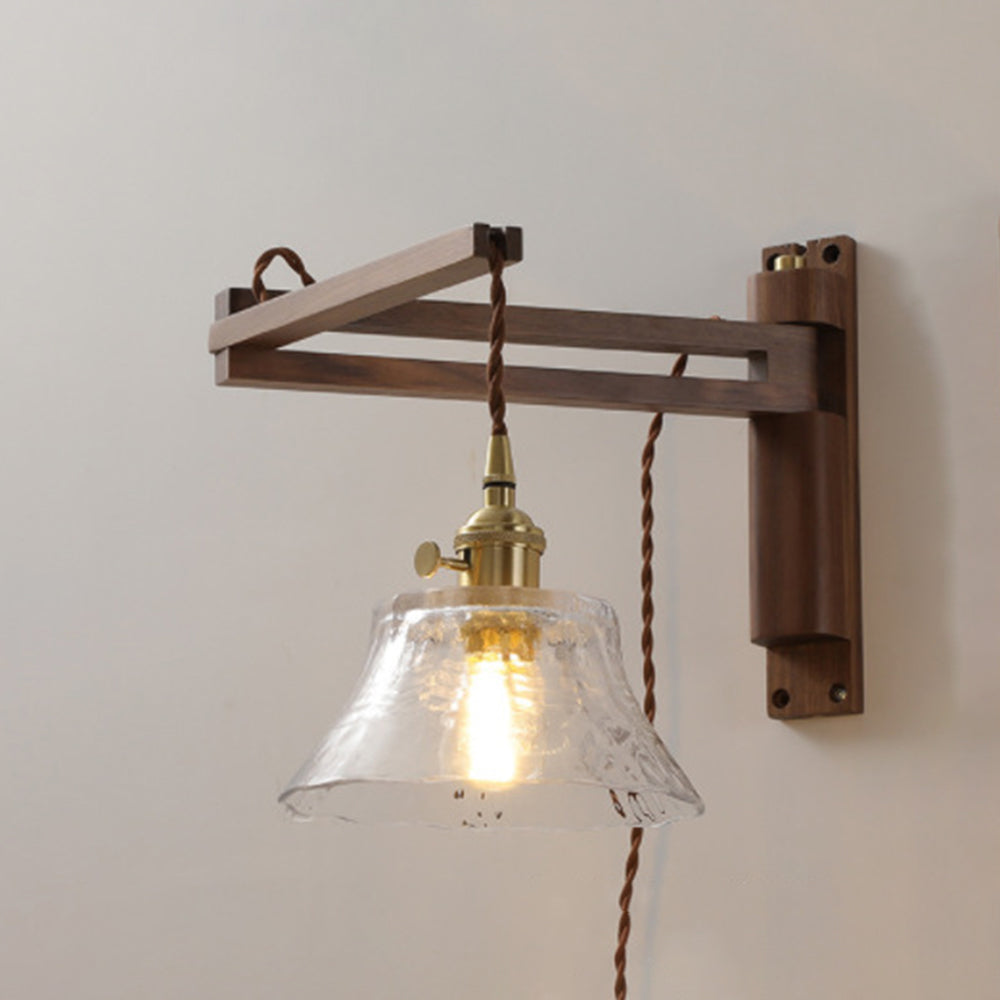 Walnut And Ceramic Vintage Dome Wall Lamp