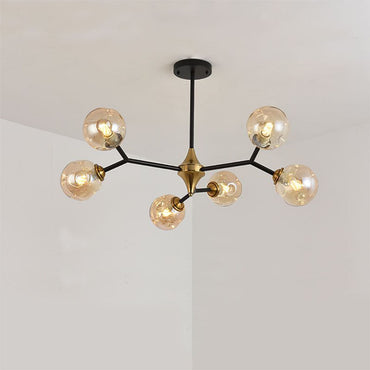 Pendant Light With Elegant Art Deco Flair Amber Glass Bubble