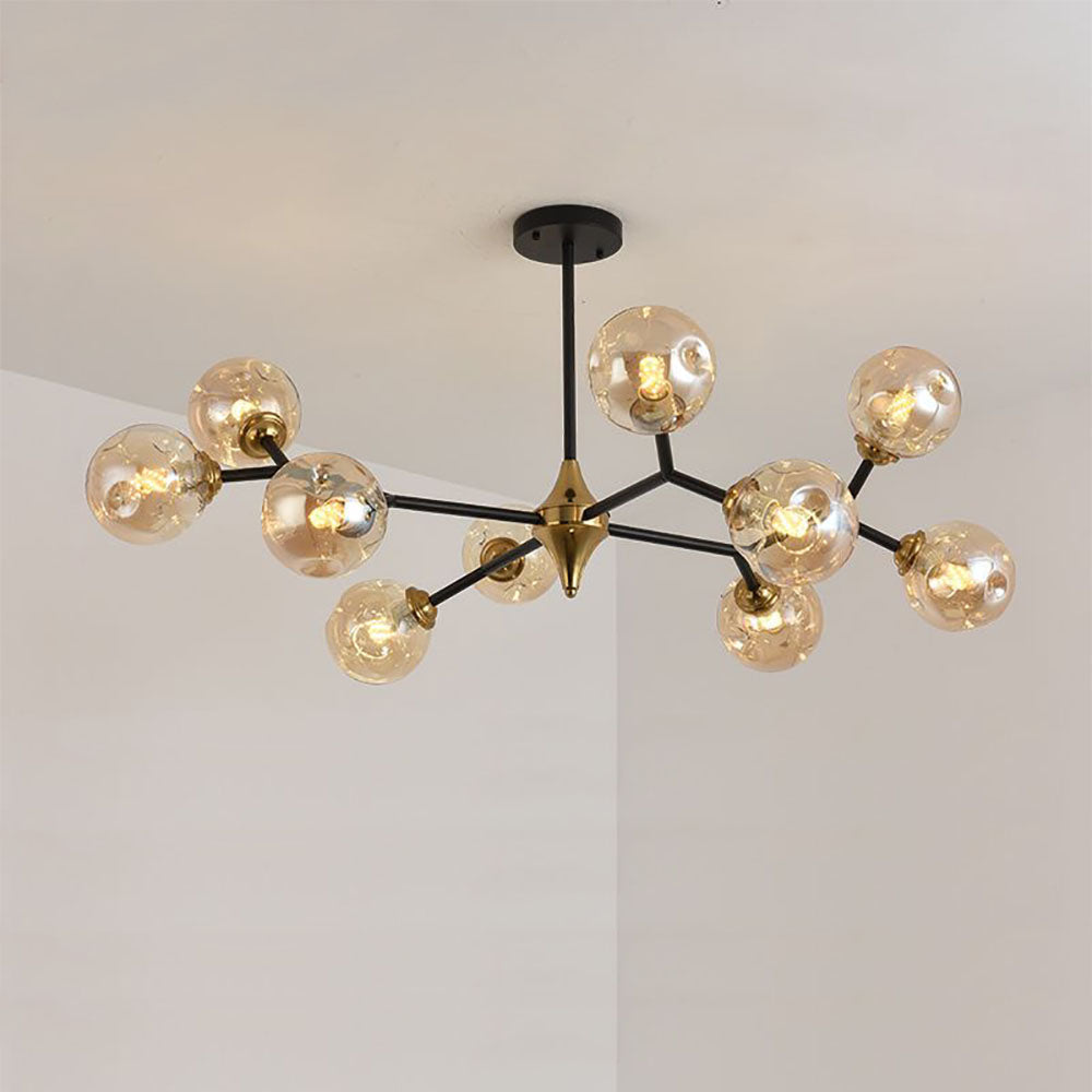 Pendant Light With Elegant Art Deco Flair Amber Glass Bubble