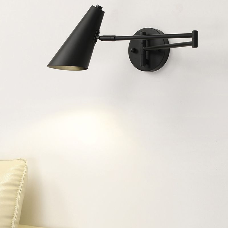 Adjustable Arm Nova Cone Wall Light For Bedroom Black Gold