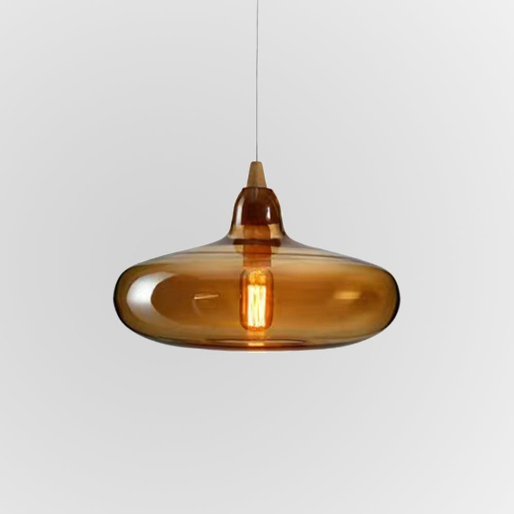 Soft Ambience Adjustable Amber Glass Pendant Light