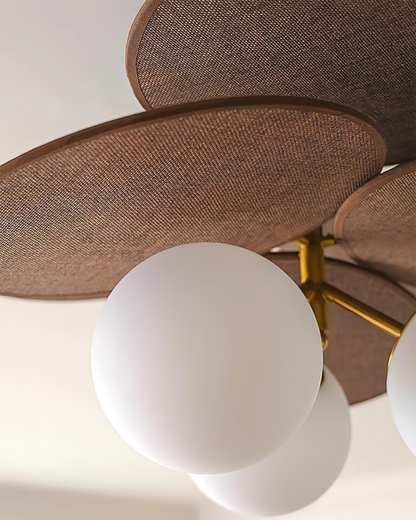 Ceiling Light With E14 Socket Triple Head Walnut Wood