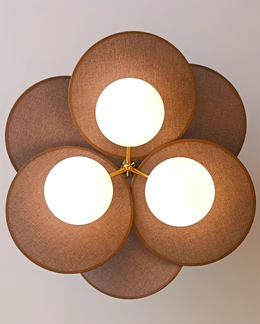 Ceiling Light With E14 Socket Triple Head Walnut Wood