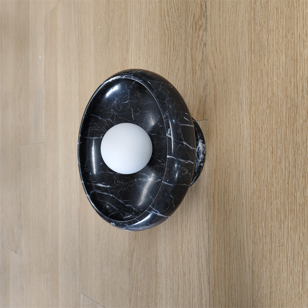 Damp Rated Hardwired Wall Light White Jade Marble