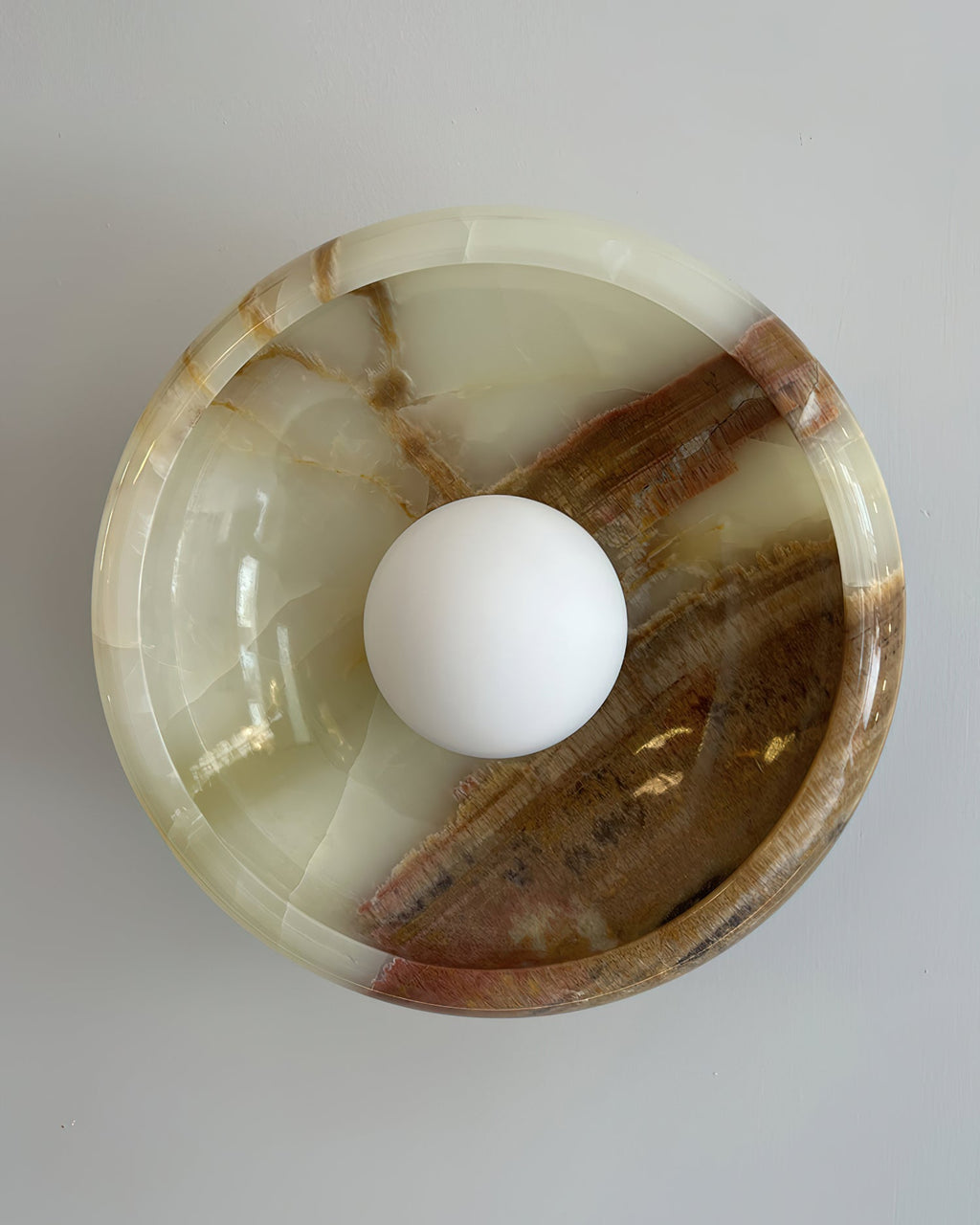 Damp Rated Hardwired Wall Light White Jade Marble