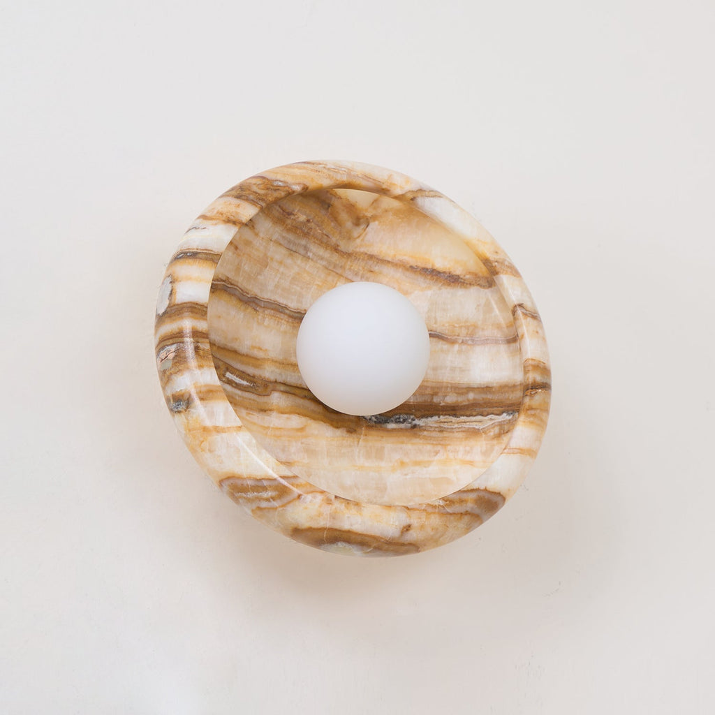 Damp Rated Hardwired Wall Light White Jade Marble