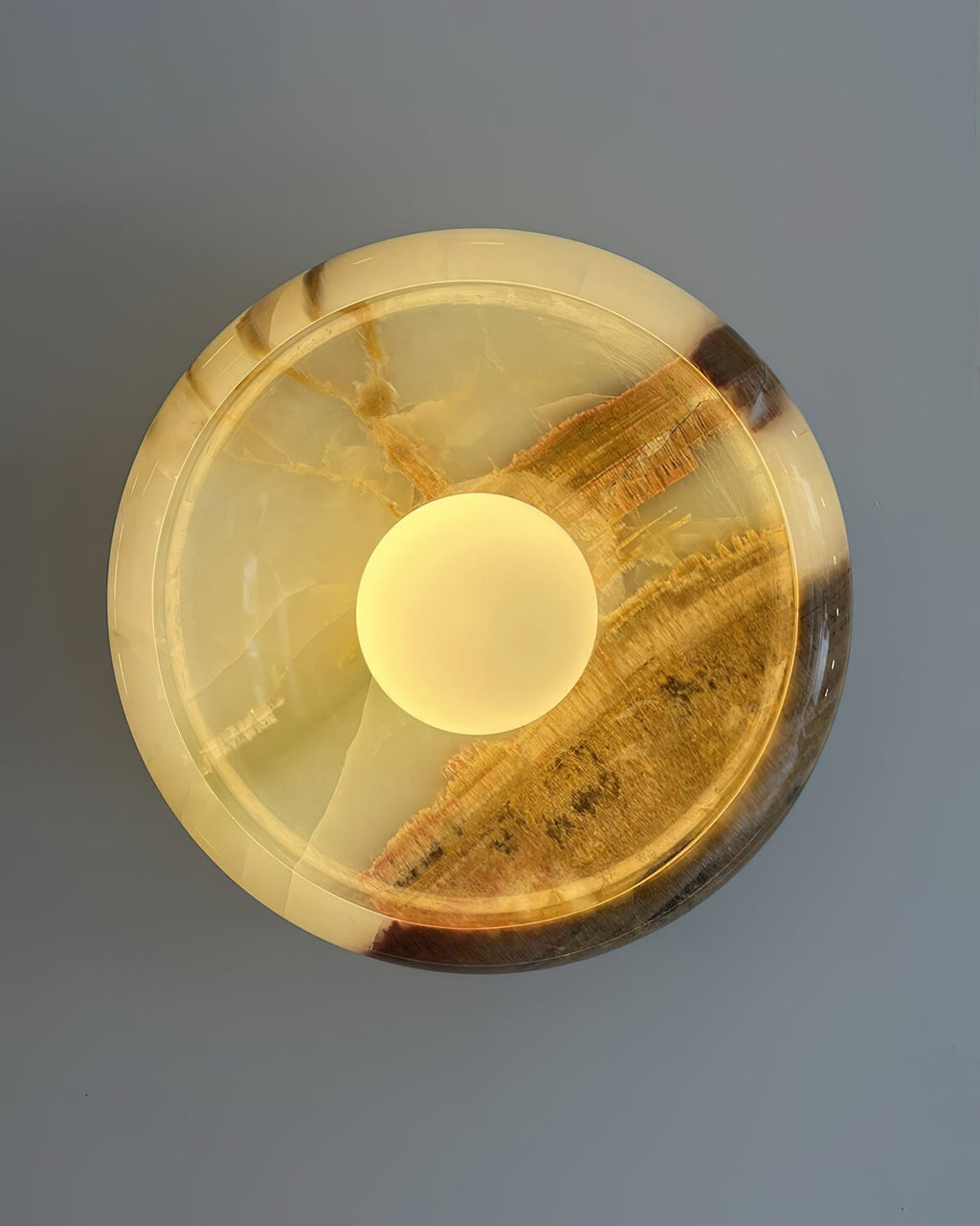 Damp Rated Hardwired Wall Light White Jade Marble