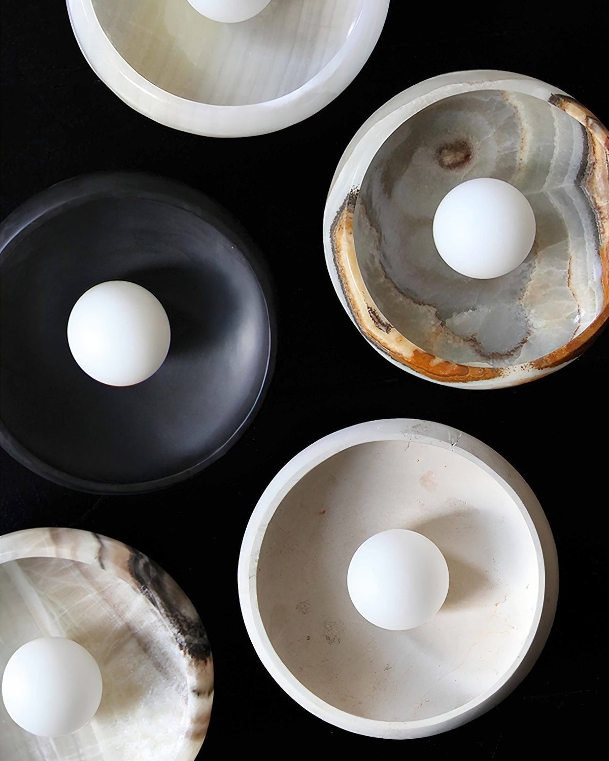 Damp Rated Hardwired Wall Light White Jade Marble