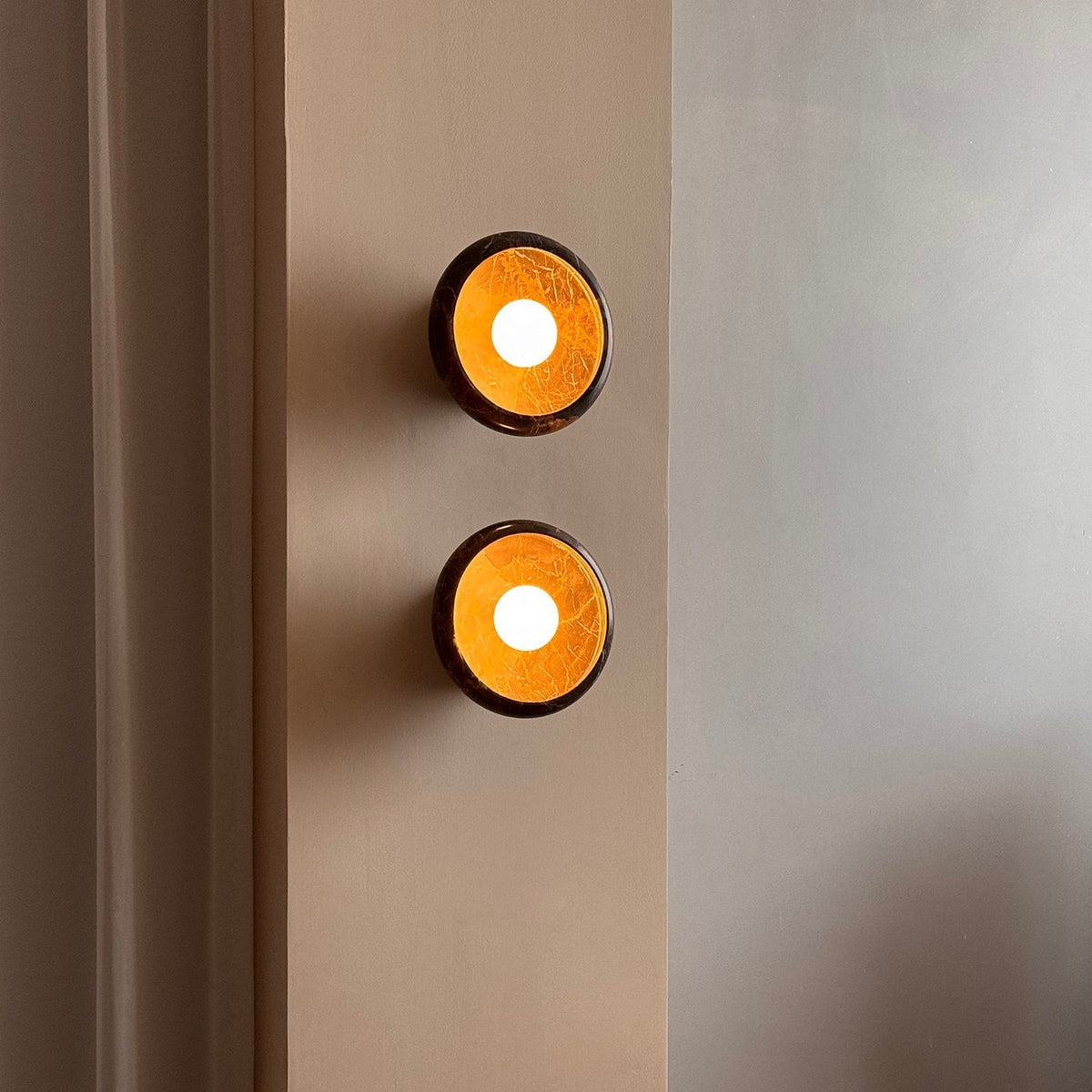 Damp Rated Hardwired Wall Light White Jade Marble