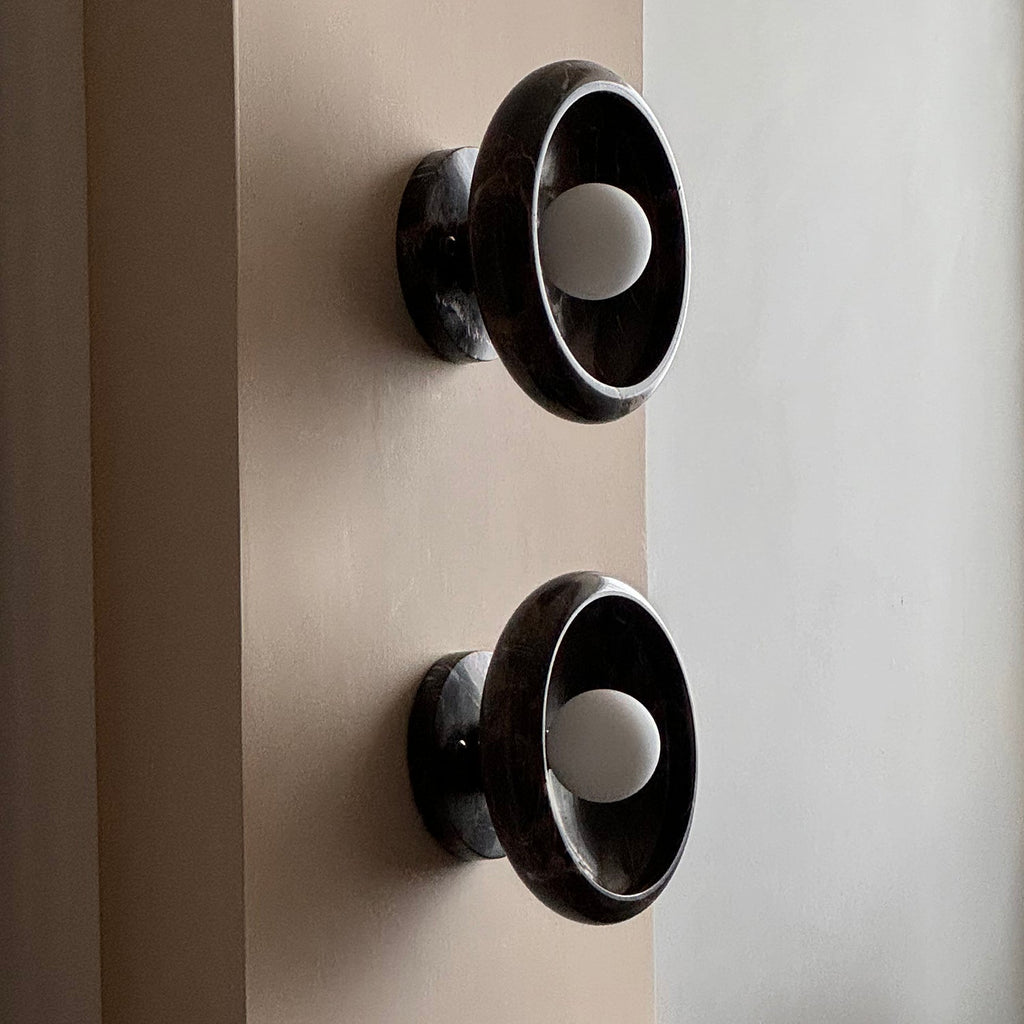 Damp Rated Hardwired Wall Light White Jade Marble