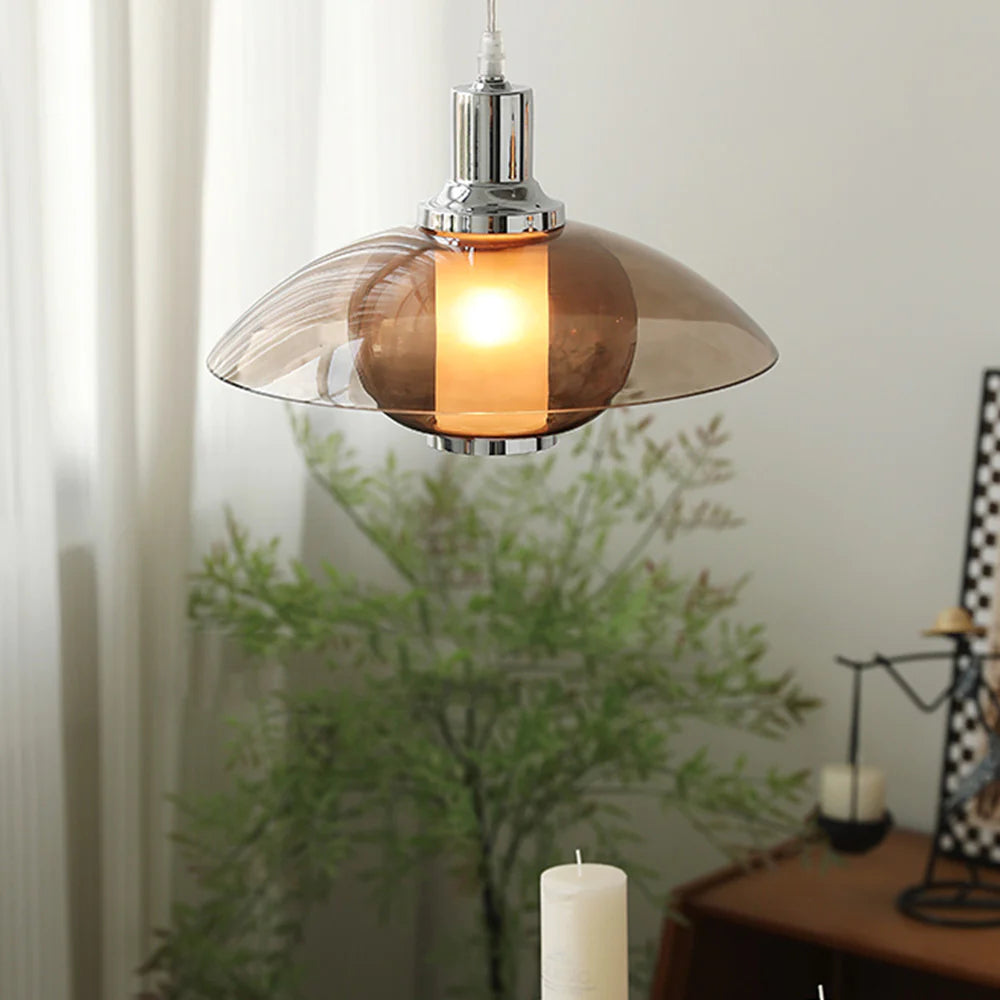 Pendant Light LED Round Modern With Glass Brown For Ambience