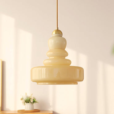 Cozy Glow Creates Beige Glass Pendant Light