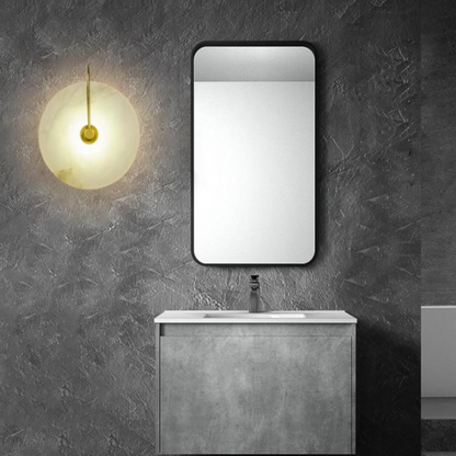 Gold And Black Finish Round Marble Bedside Wall Light