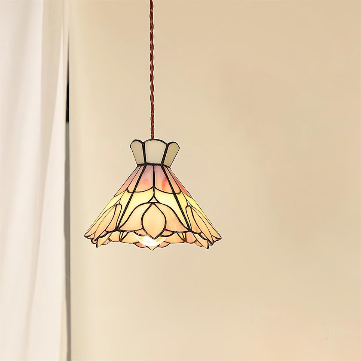 Soft Warm Glow Rose Glass Pendant Light