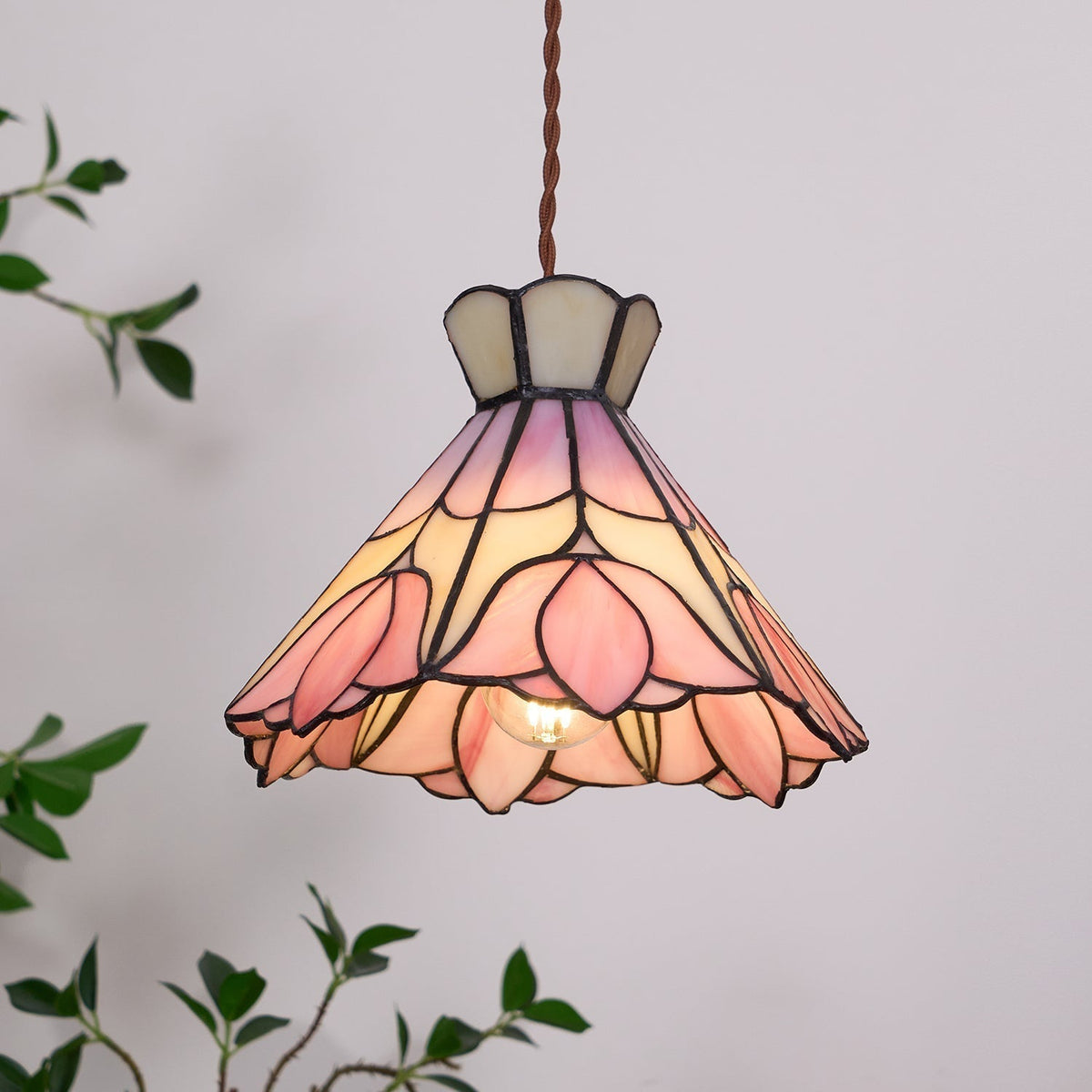 Soft Warm Glow Rose Glass Pendant Light