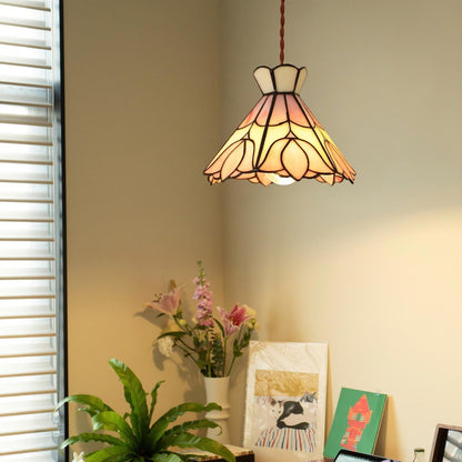 Soft Warm Glow Rose Glass Pendant Light