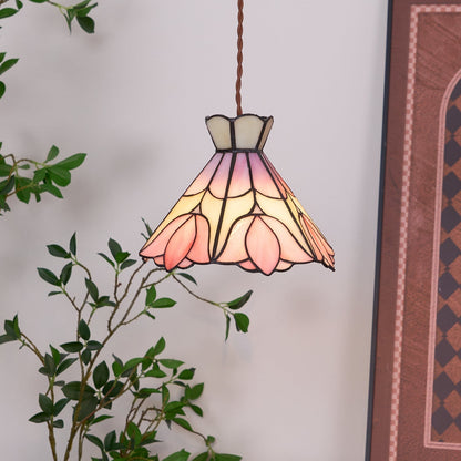Soft Warm Glow Rose Glass Pendant Light