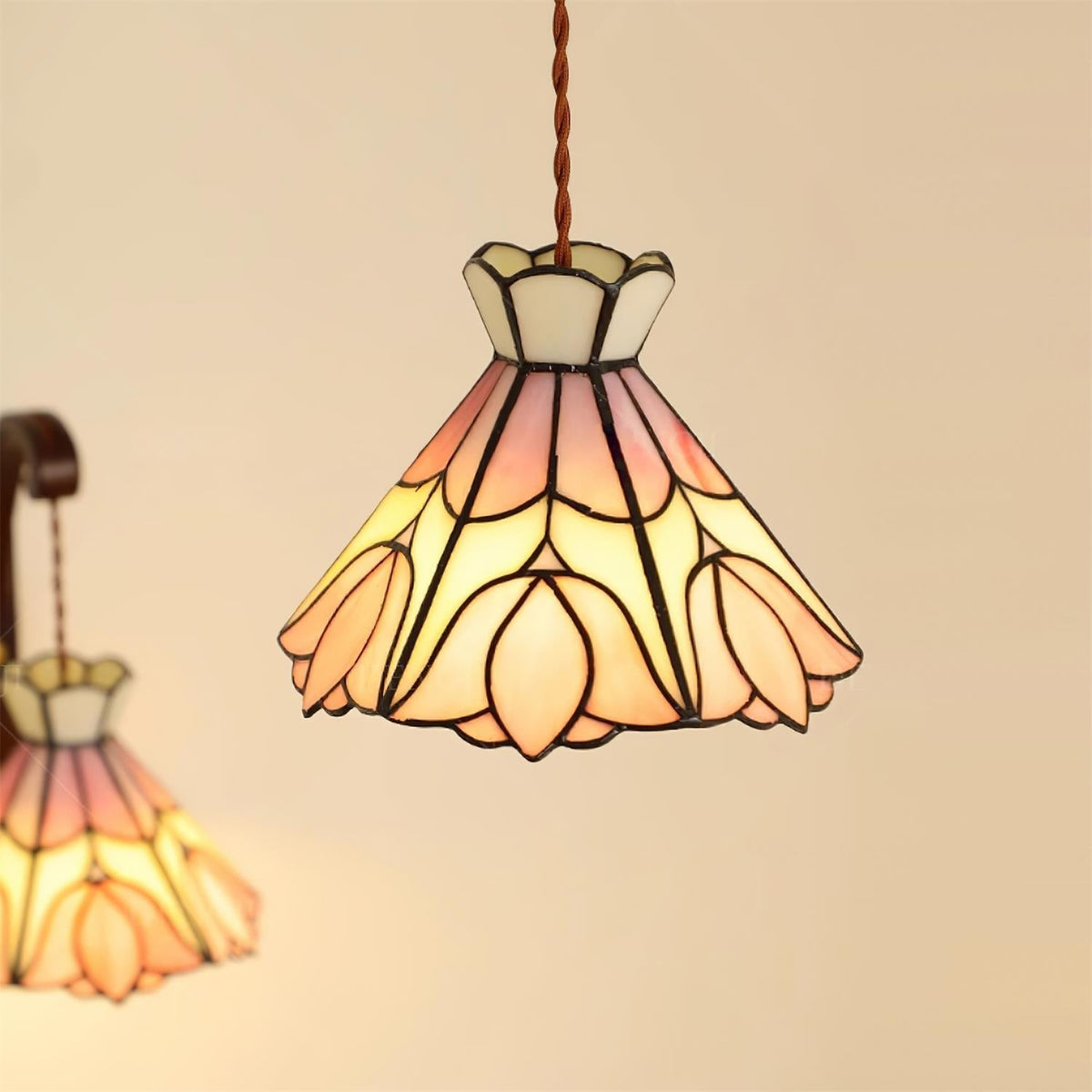 Soft Warm Glow Rose Glass Pendant Light
