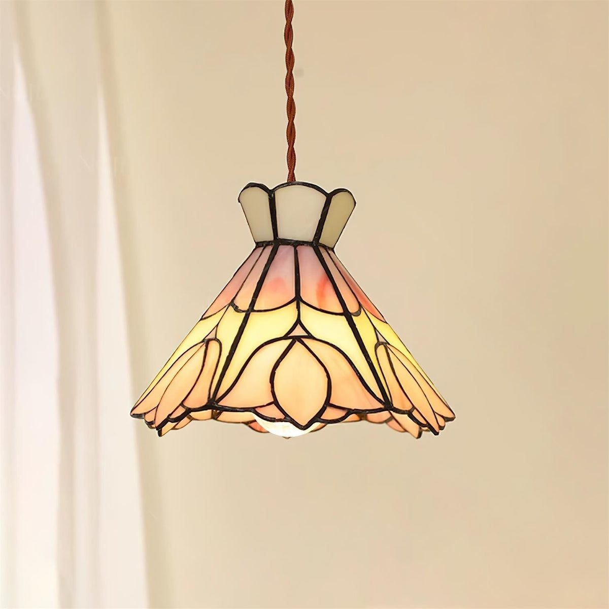 Soft Warm Glow Rose Glass Pendant Light