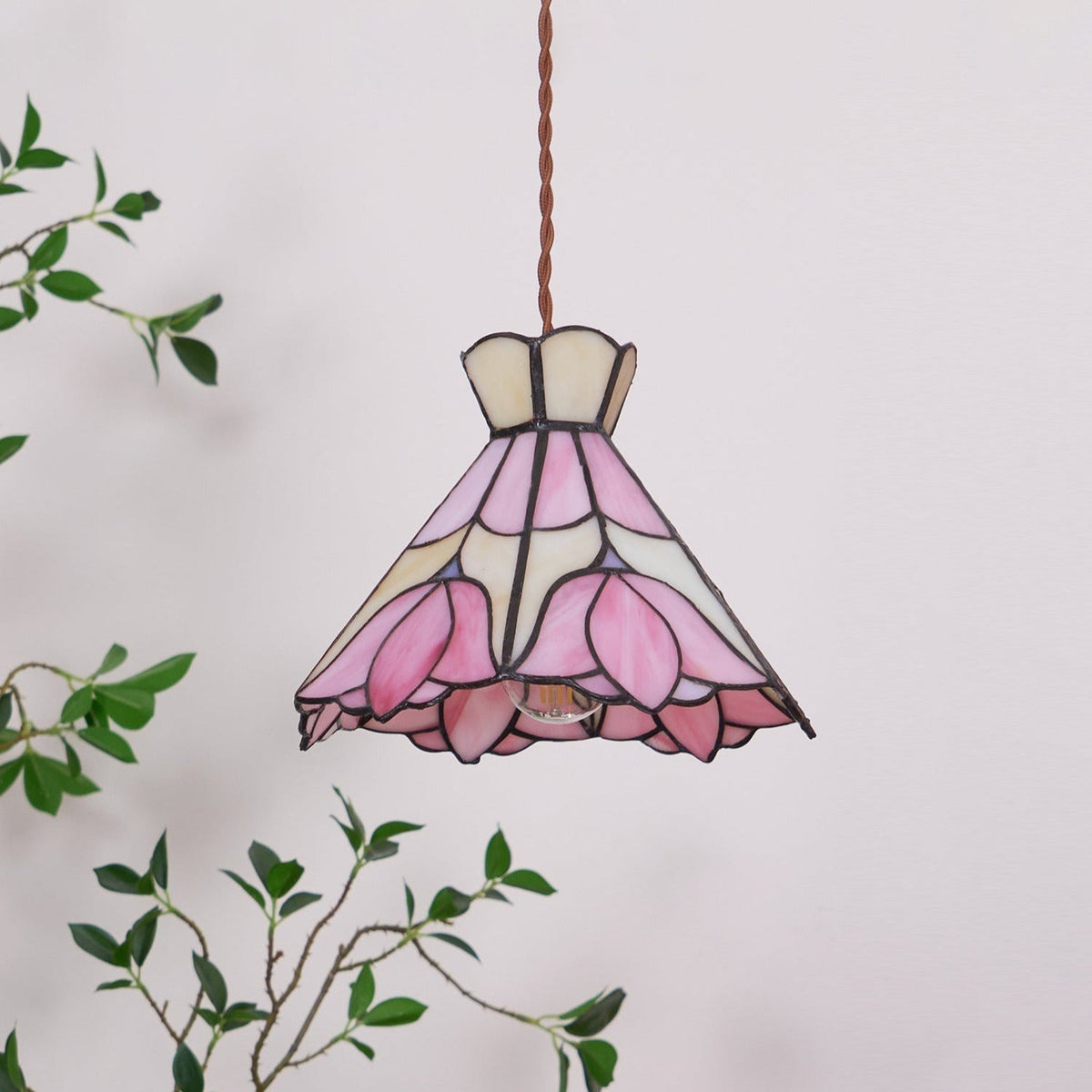 Soft Warm Glow Rose Glass Pendant Light