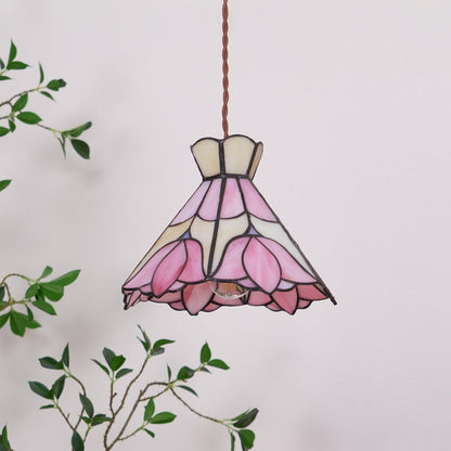 Soft Warm Glow Rose Glass Pendant Light