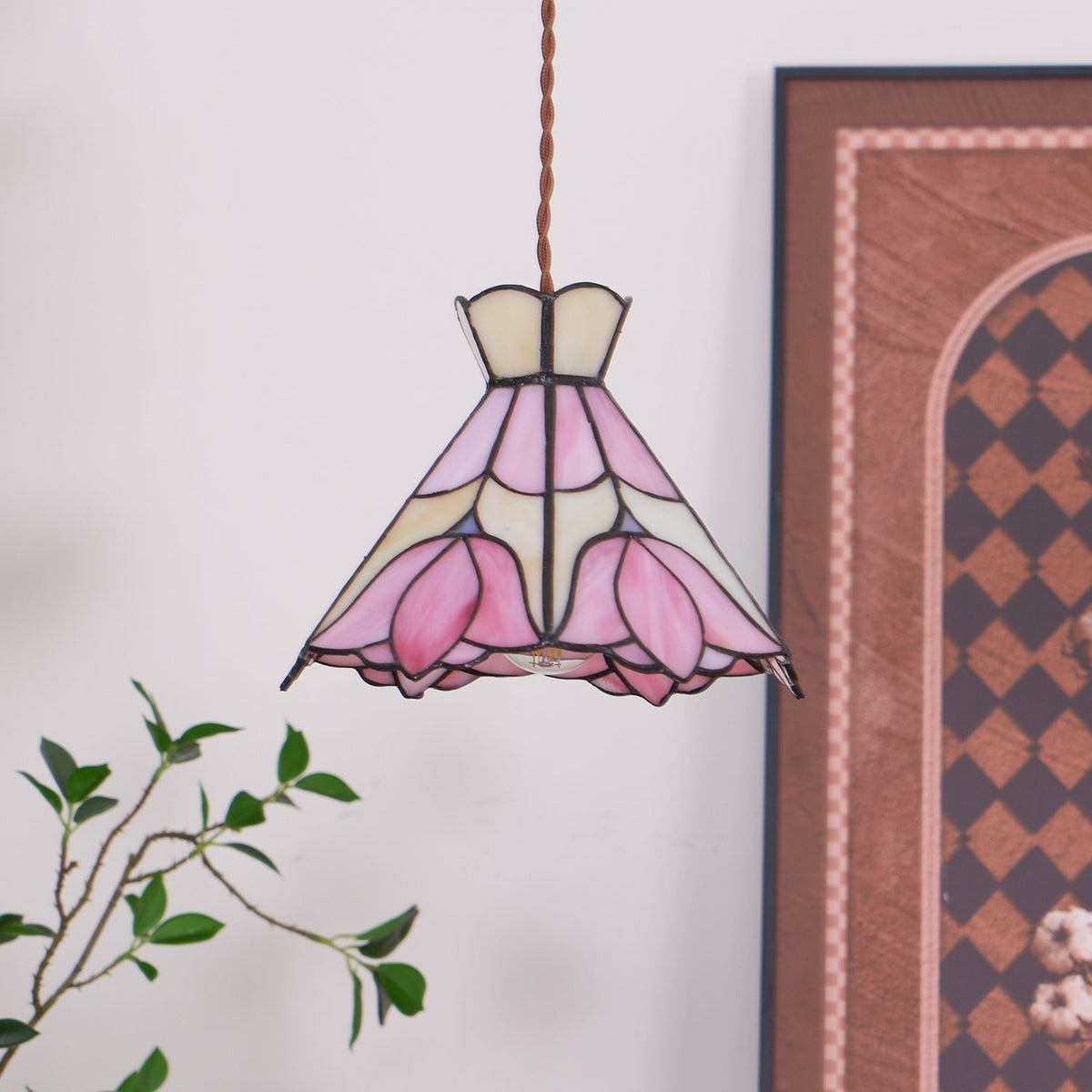 Soft Warm Glow Rose Glass Pendant Light