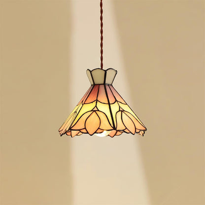 Soft Warm Glow Rose Glass Pendant Light