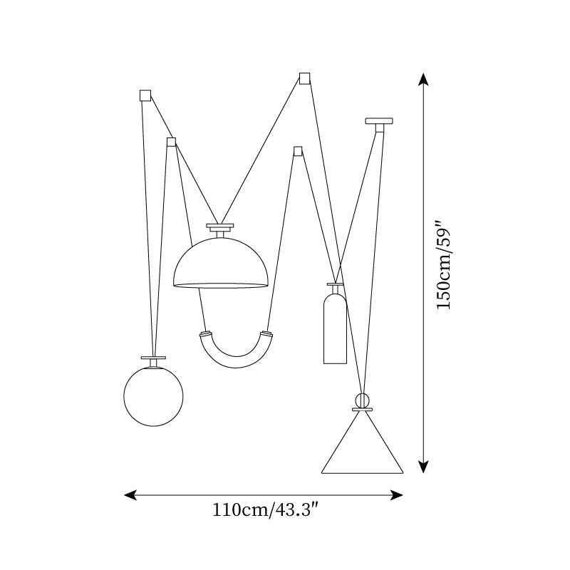 Adjustable Height Geometric Pendant Light