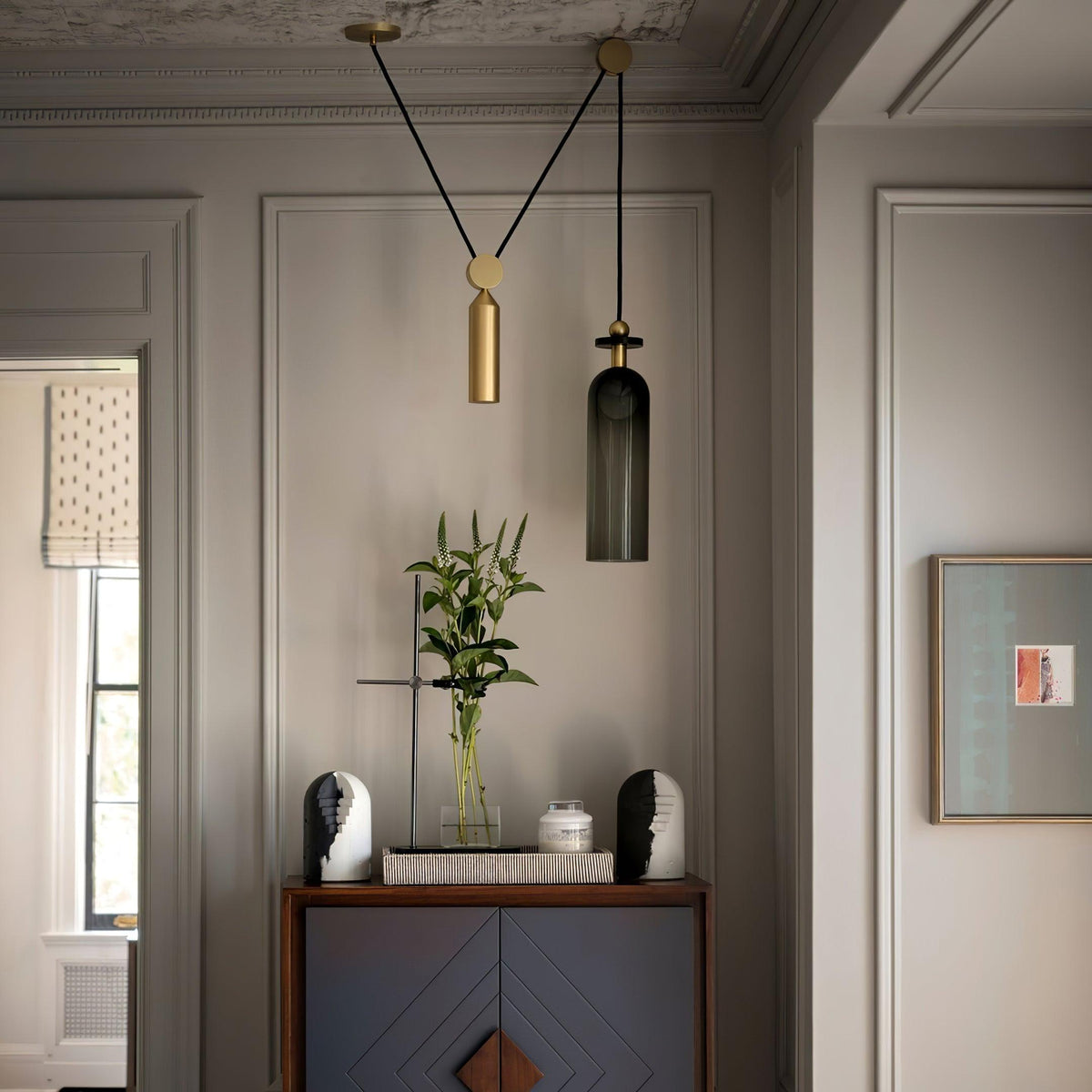 Adjustable Height Geometric Pendant Light