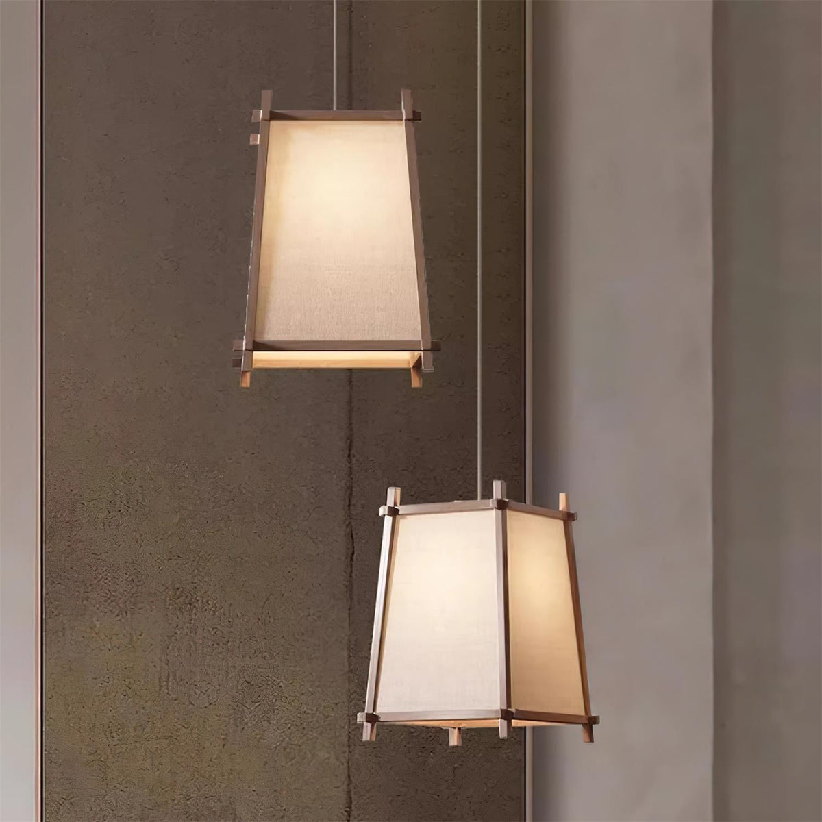 Warm Glow Geometric Fabric Pendant Light