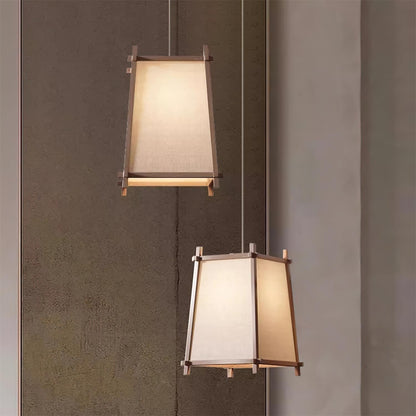 Warm Glow Geometric Fabric Pendant Light