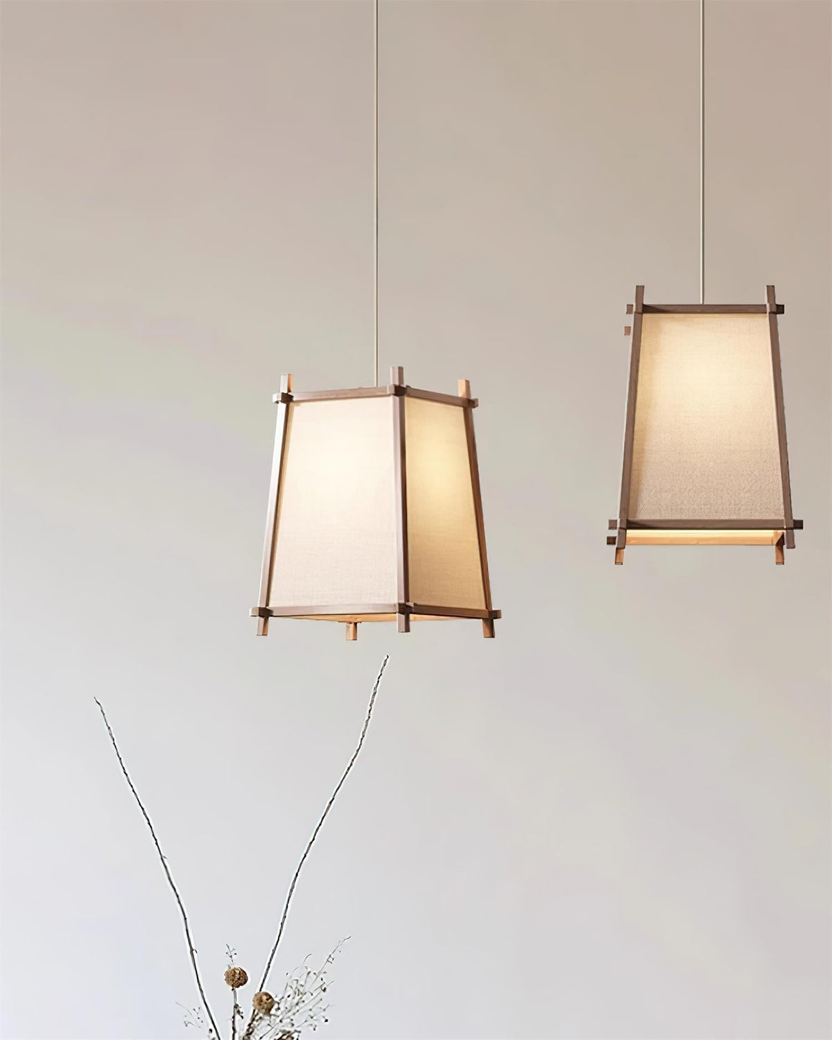 Warm Glow Geometric Fabric Pendant Light
